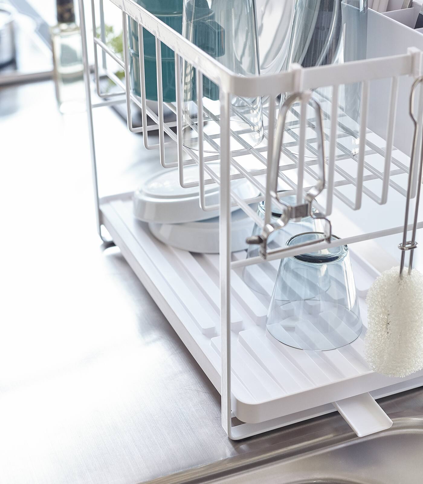 Left. Yamazaki Home - Two-Tier Wire Dish Rack.