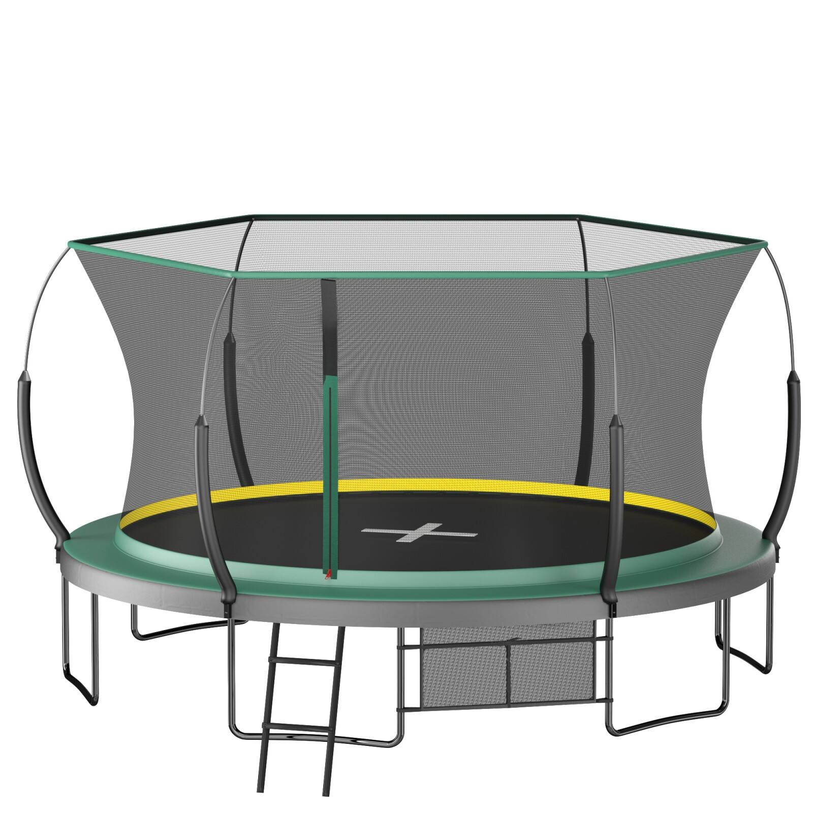 Front. Glintex - 14FT Springfree no Gap Trampoline - Dark Green.
