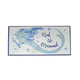 J.D. Yeatts - Blue / Enamelware Real Life Mermaid Metal Wall Sign Coastal Decor - White