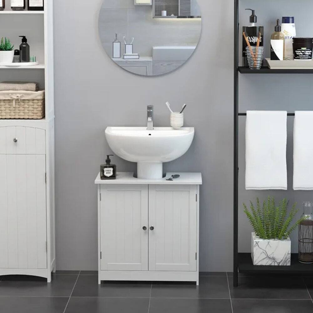Alt View 5. Winado - Modern Bathroom Under Sink Storage Cabinet with 2 Doors Vanity Sink Furniture - White.