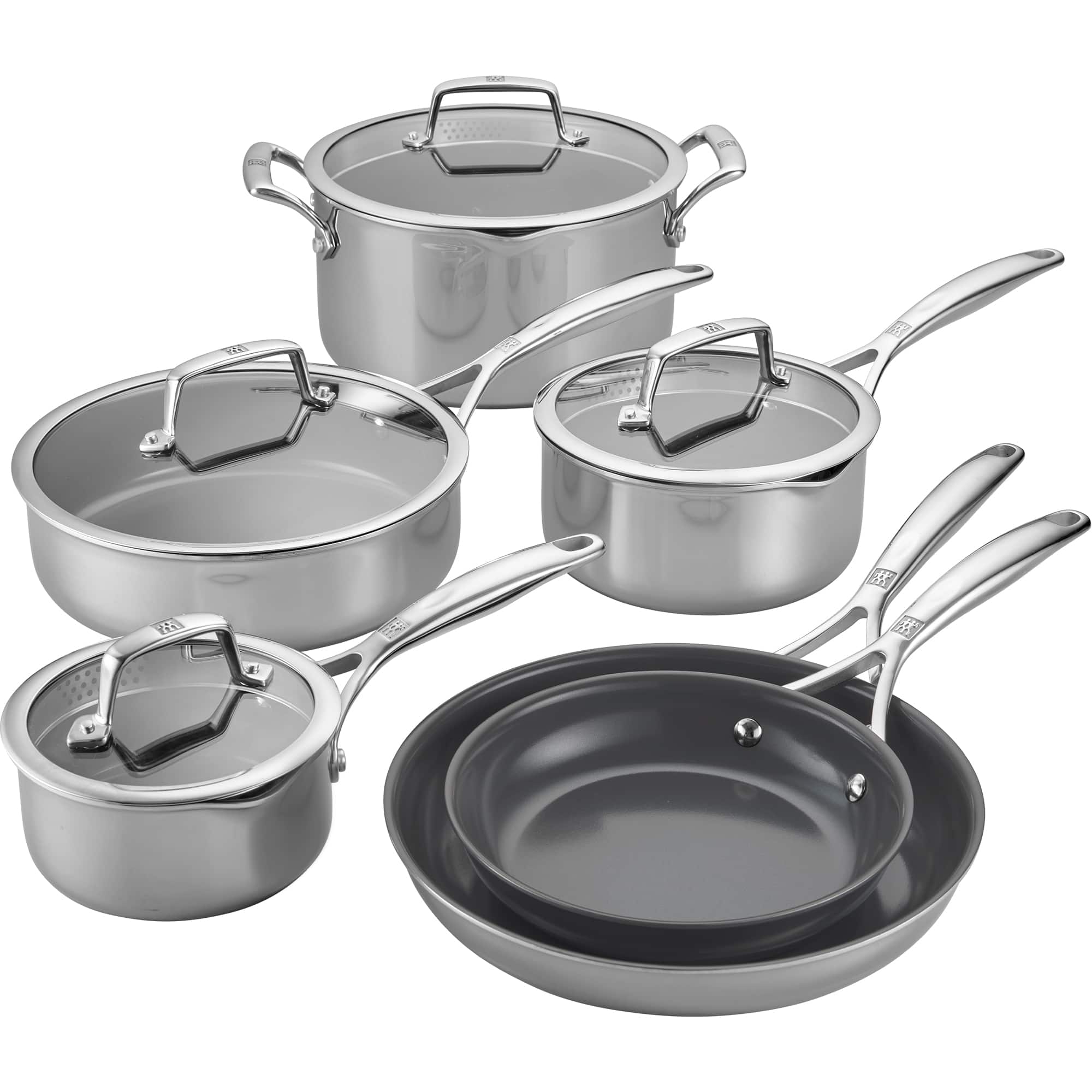 ZWILLING - Energy Plus 10-pc Ceramic Nonstick Cookware Set - Stainless Steel