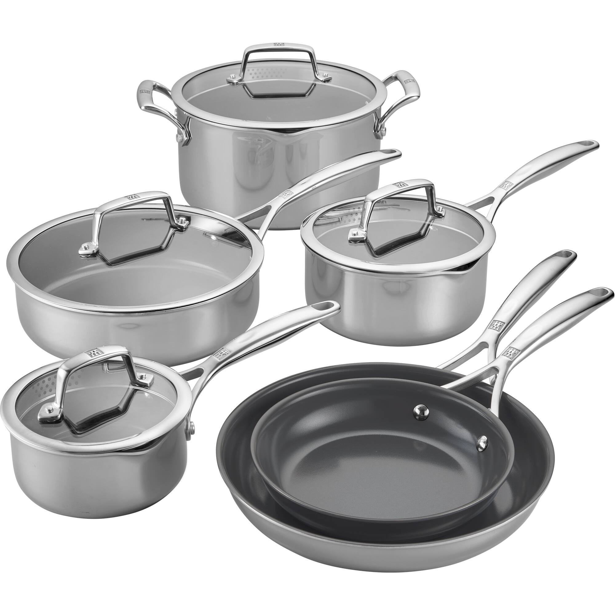 ZWILLING - Energy Plus 10-pc Ceramic Nonstick Cookware Set - Stainless Steel