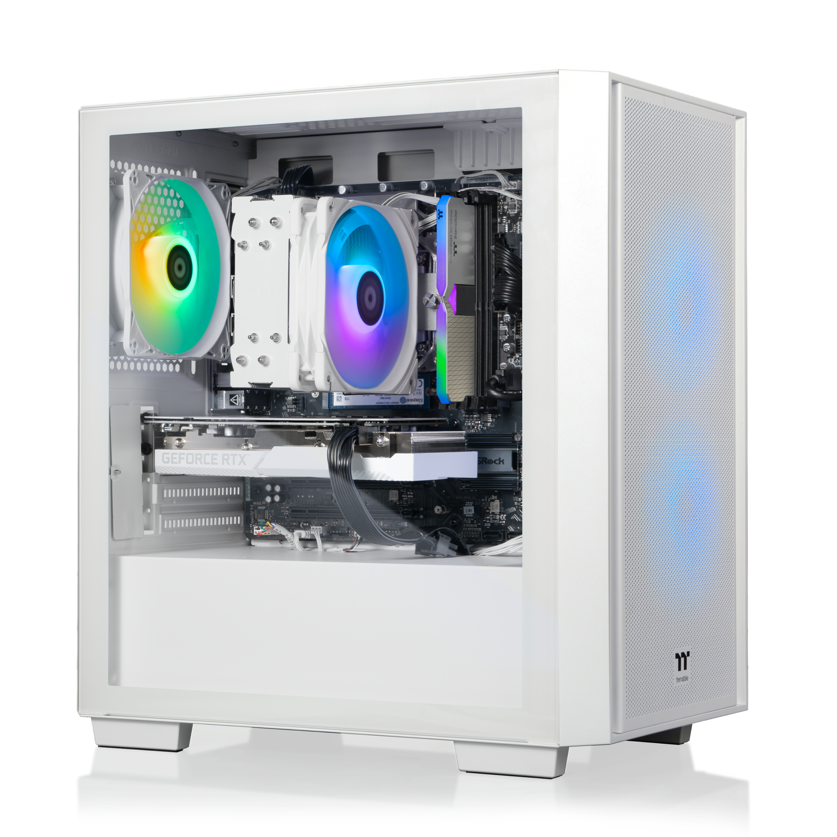 Thermaltake - LCGS Versa i560S Gaming Desktop Intel Core i7-14700F, 16GB RGB Memory, NVIDIA GeForce RTX 5060, 1TB SSD NVMe M.2, WiFi - White - Front_Zoom