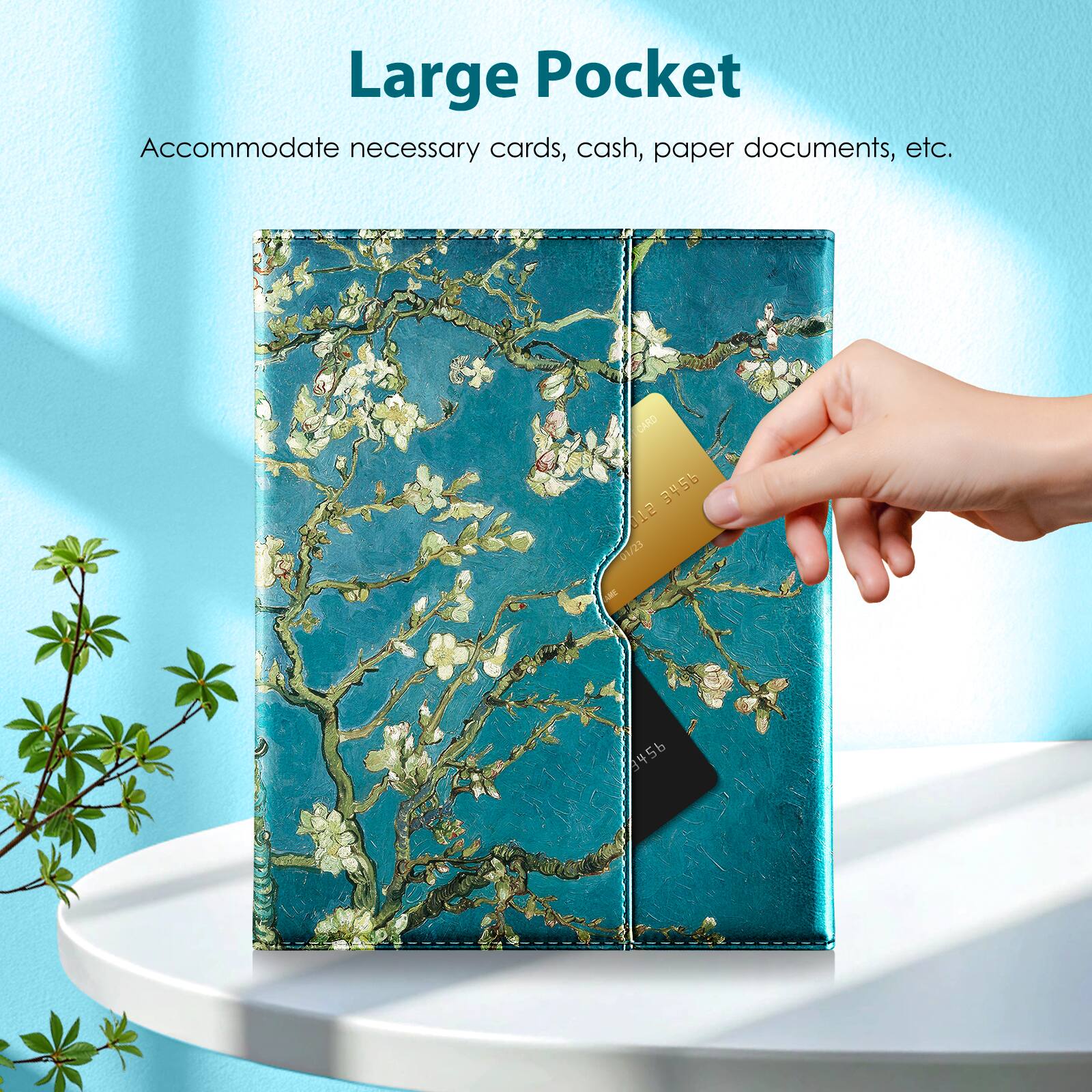 Large Pocket  
Accommodate necessary cards, cash, paper documents, etc.  
CARD 3456  
1 01/23  
3456