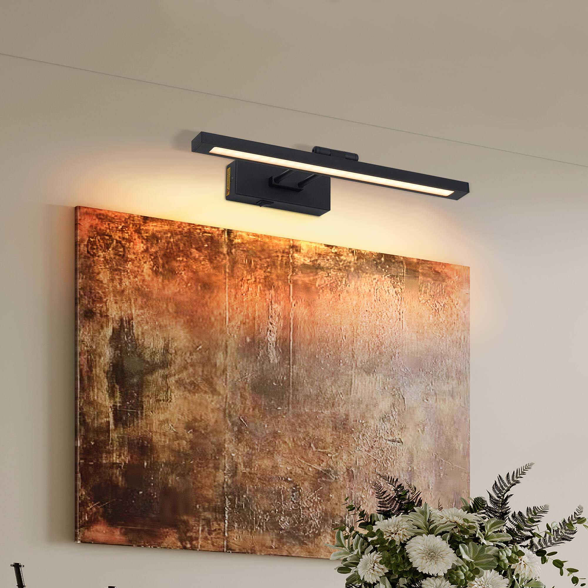 Left. APRILSOUL - Battery Picture Light Wireless Art Light Remote Full Metal Rechargeable Wall Sconce Display Lighting Chrome - Black.