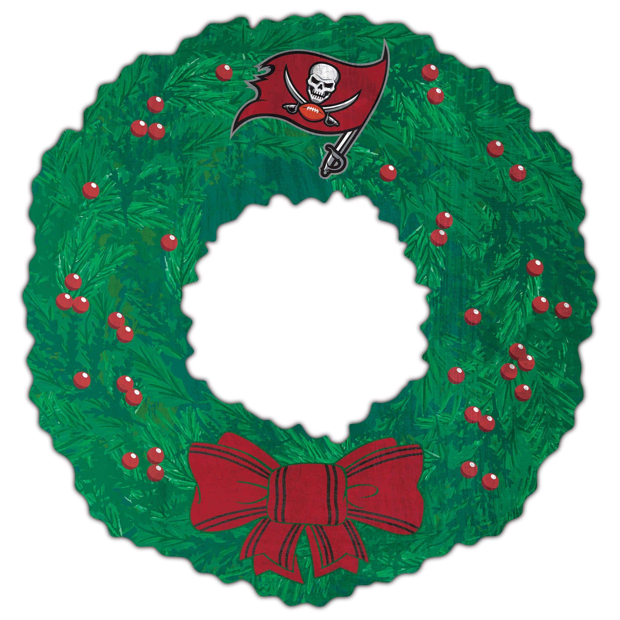 Front. Fan Creations - Tampa Bay Buccaneers 16'' Team Wreath Sign - Green.