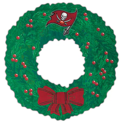 Front. Fan Creations - Tampa Bay Buccaneers 16'' Team Wreath Sign - Green.