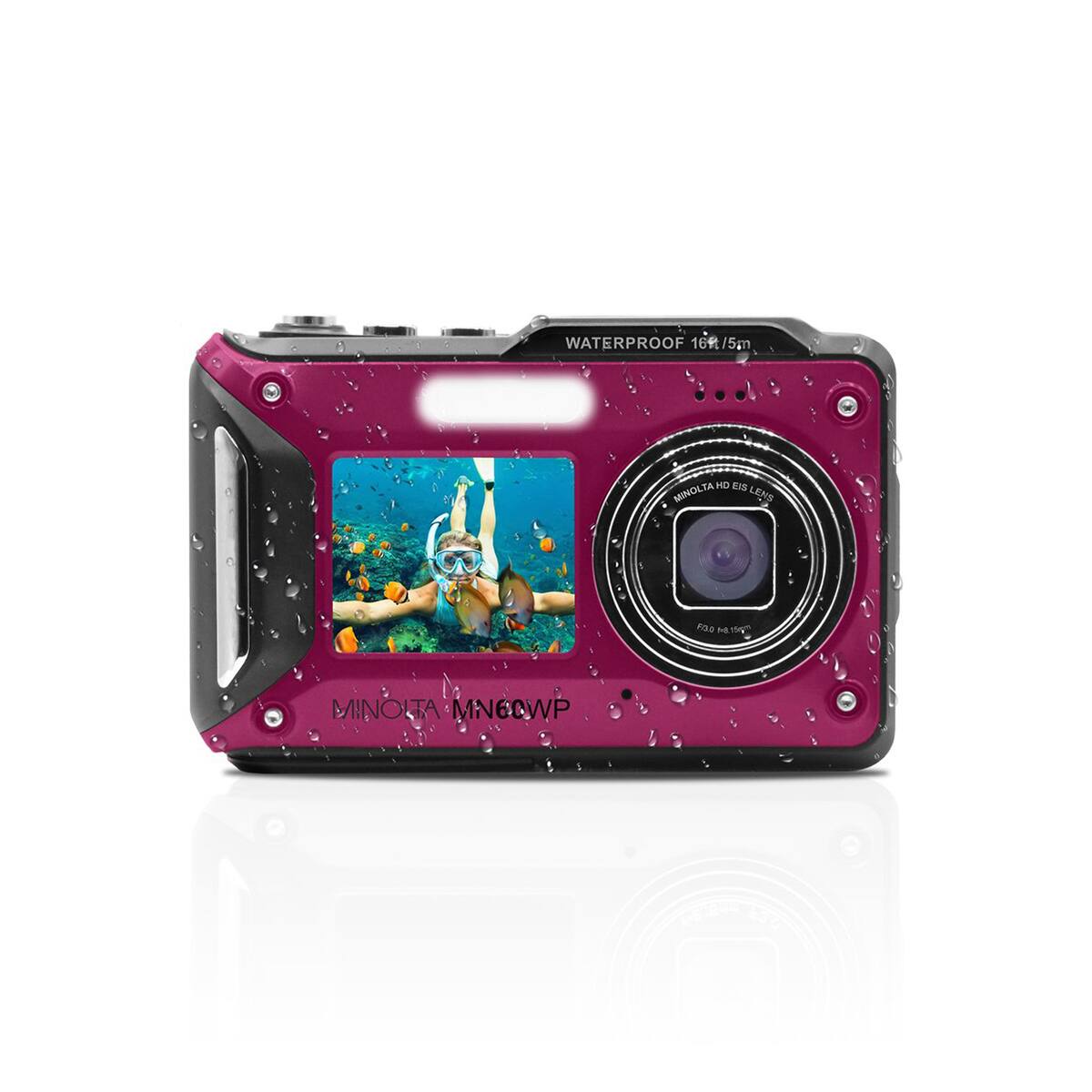 WATERPROOF 16ft/5m  
HD EIS MINOLTA LENS  
MINOLTA MN60WP