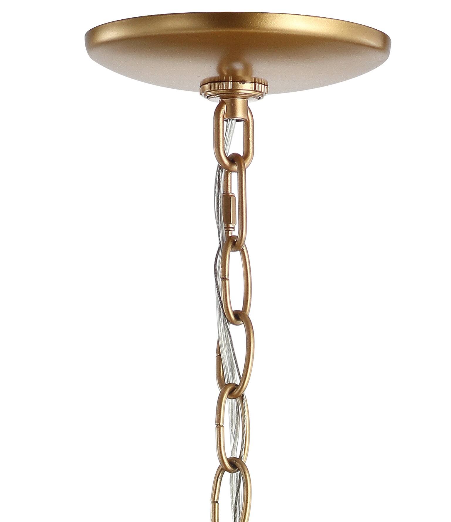 Alt View 4. Jonathan Y - Anne 12" Adjustable Metal LED Pendant, Gold - Gold.