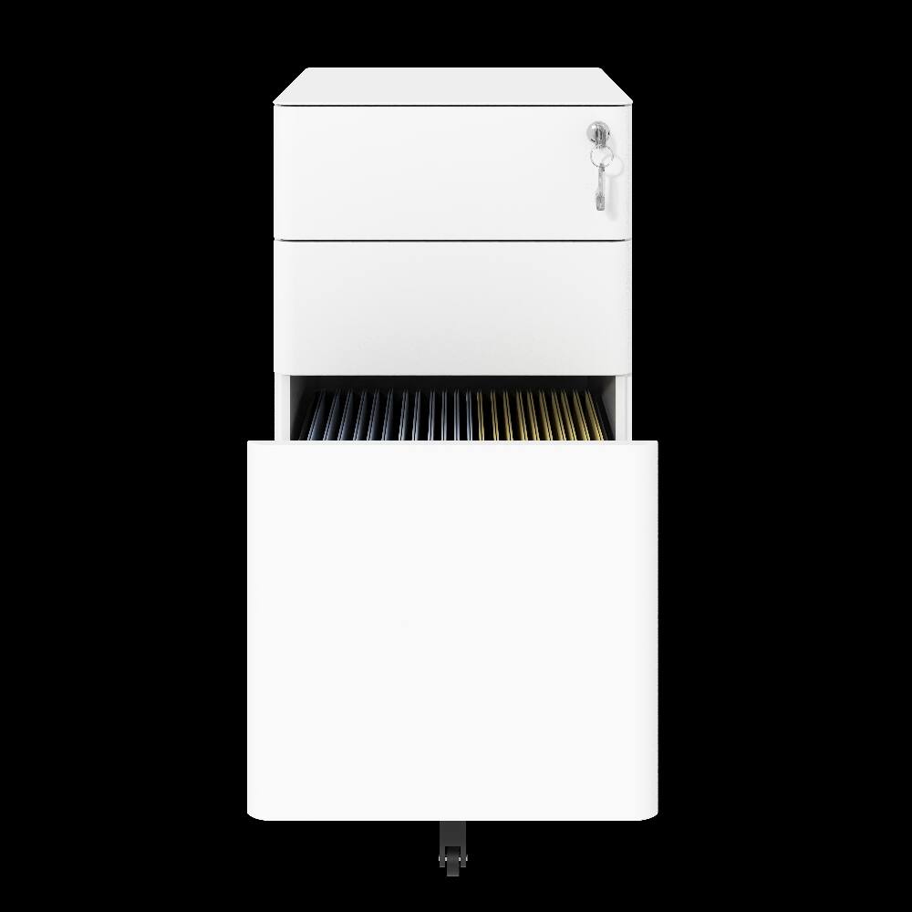 Alt View 9. Loheer - Loheer 3-Drawer Mobile File Cabinet White Metal Rolling File Cabinet with Lock Fully Assembled Anti-Tip Design.