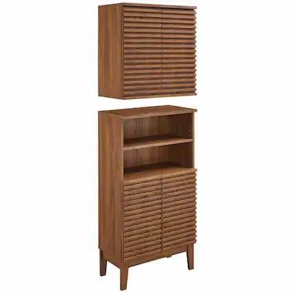 Front. Modway - Render Bathroom Cabinet Set by Modway - Walnut.