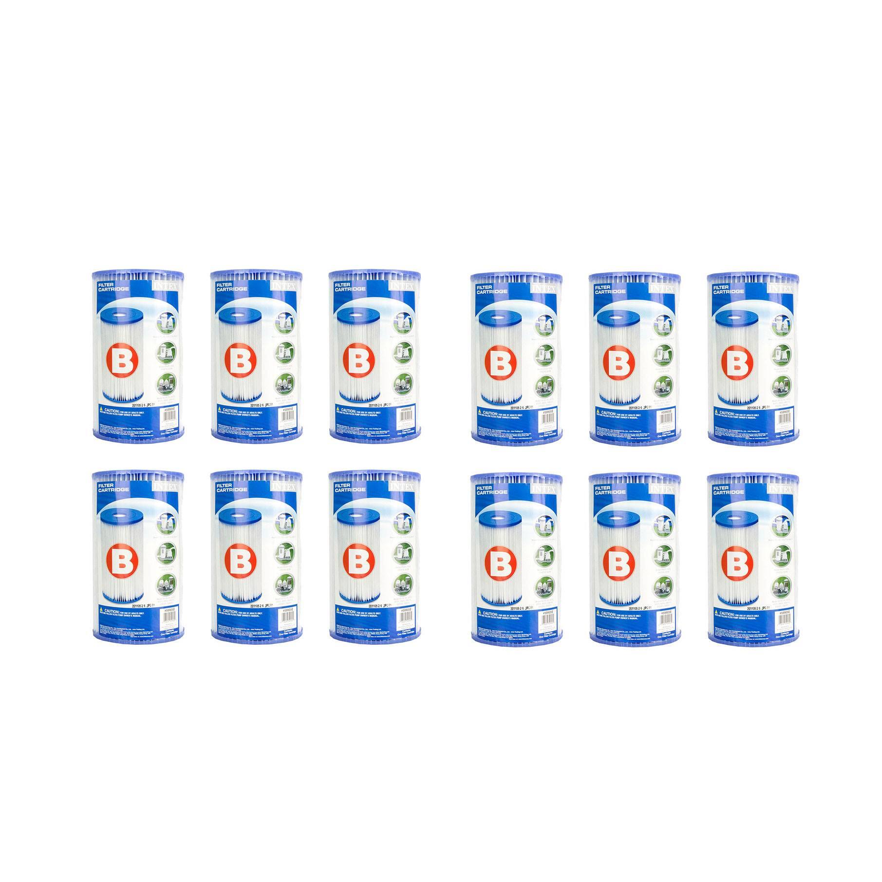 Intex - Pool Easy Set Type B Replacement Filter Pump Cartridge (12 Pack)
