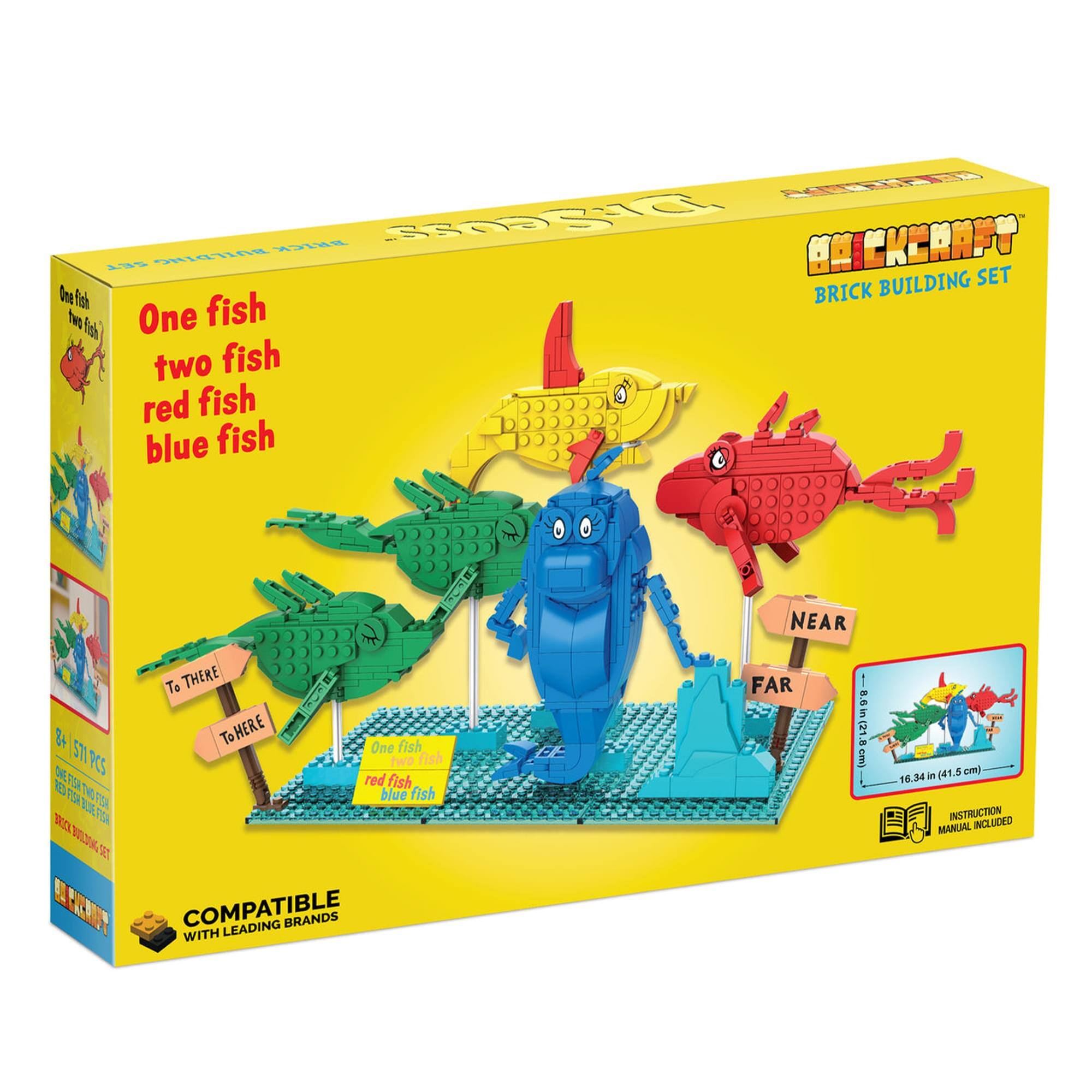 AEES 13 CLES SROOSI GHPY 199 PSSRS BUILDING SET One fish two fish red fish blue fish 3 (577 DHE PCS 18 FTA  FA R FSA Z WIC  To THERE To HERE -L One fish two fish red fish blue fish COMPATIBLE LEADING BRANDS WITH FE NEAR FAR -8.6in(21.0 cm) in 41.5 5 em) 16.34 INSTRUCTION MANUAL INCLUDED