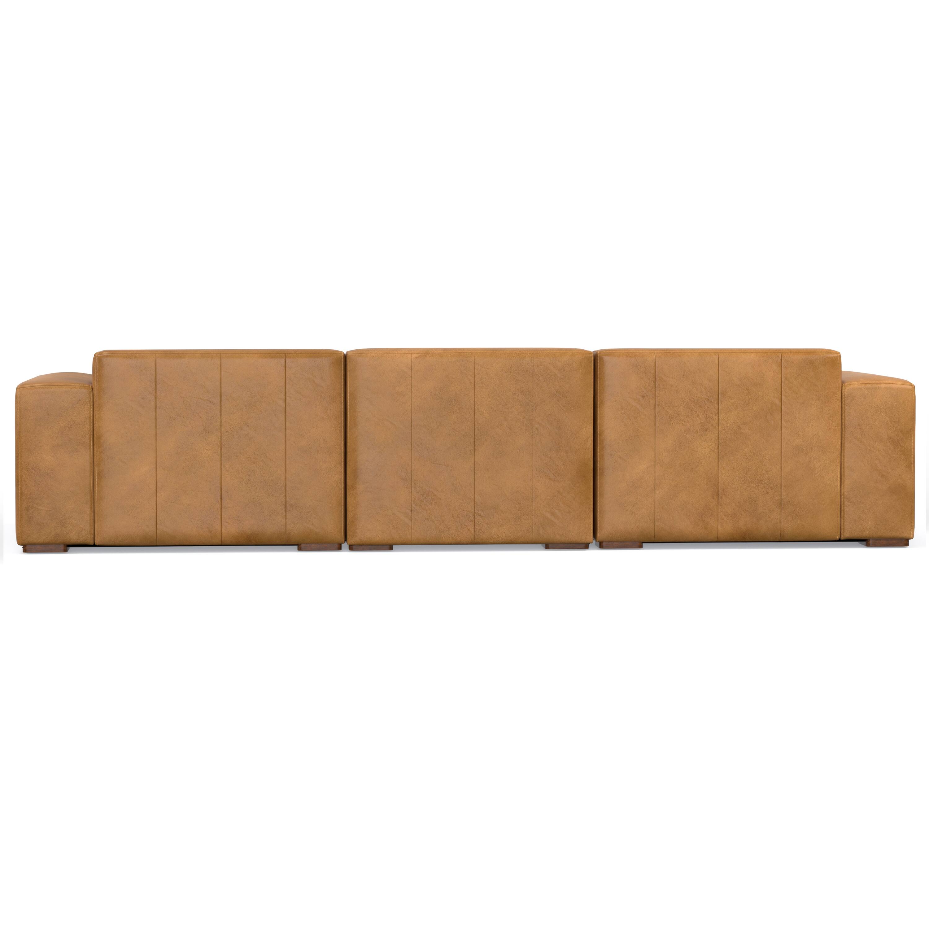 Left. Simpli Home - Rex Right-Facing Modular Sectional Sofa in Genuine Leather - Sienna.