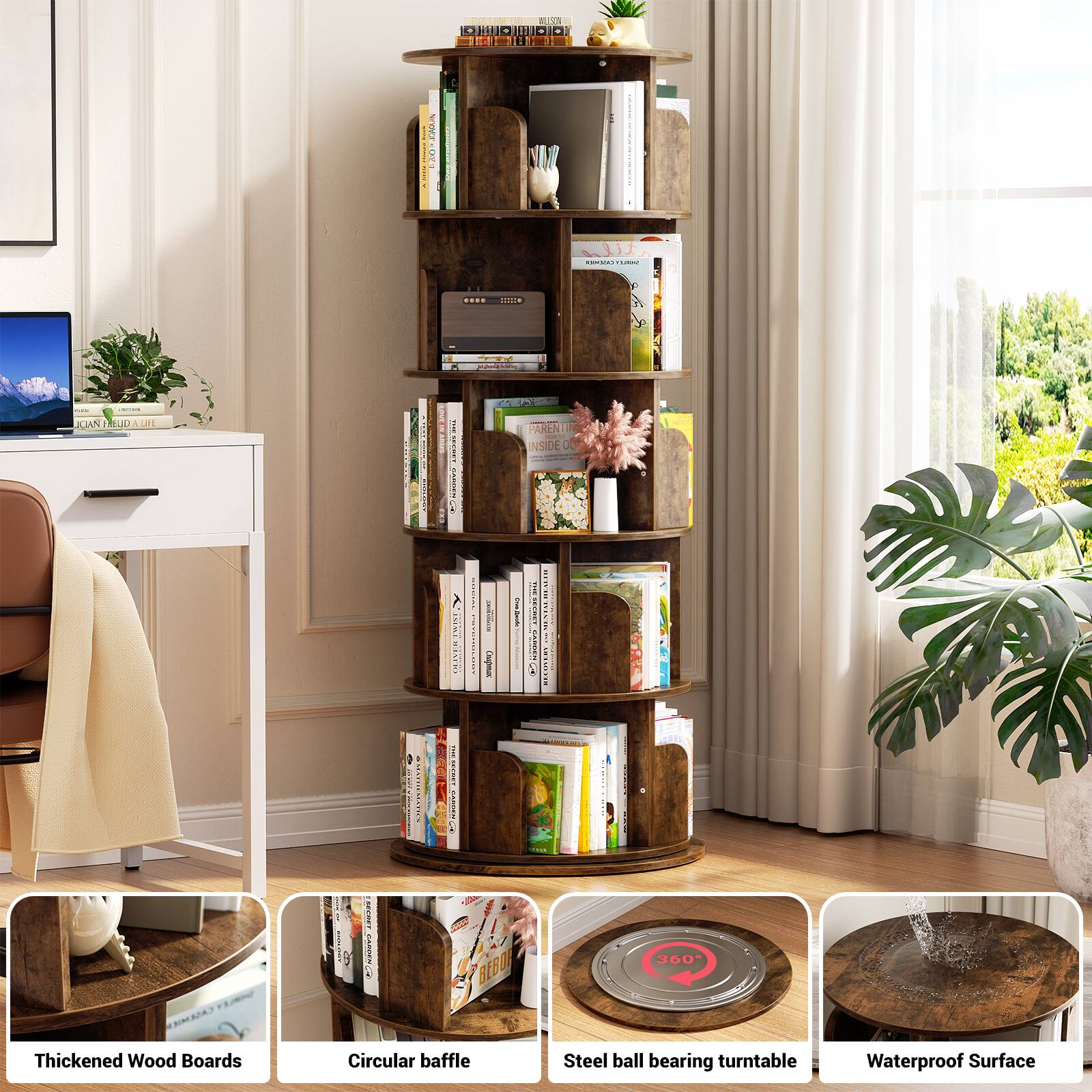 Thickened Wood Boards Circular baffle Steel ball bearing turntable Waterproof Surface