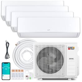 Costway - X-Pro 35000 BTU 4 Zone 9K + 9K + 9K + 18K Mini Split Air Conditioner Heat Pump, Line Set Included - White