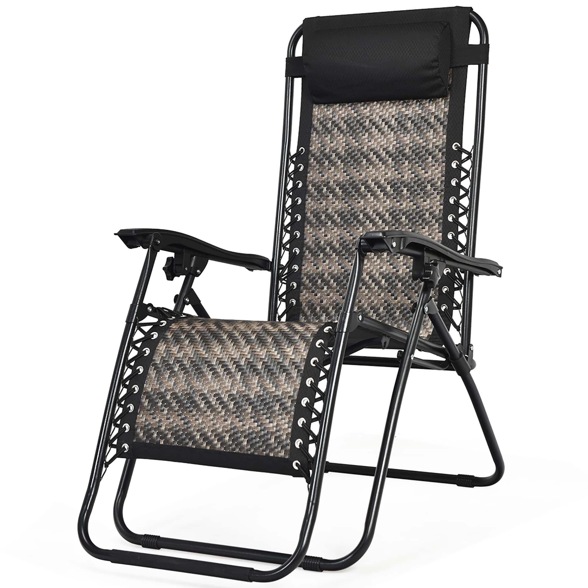Front. Costway - Costway Patio Rattan Zero Gravity Lounge Chair Folding Recliner W/Headrest - Mix Gray.