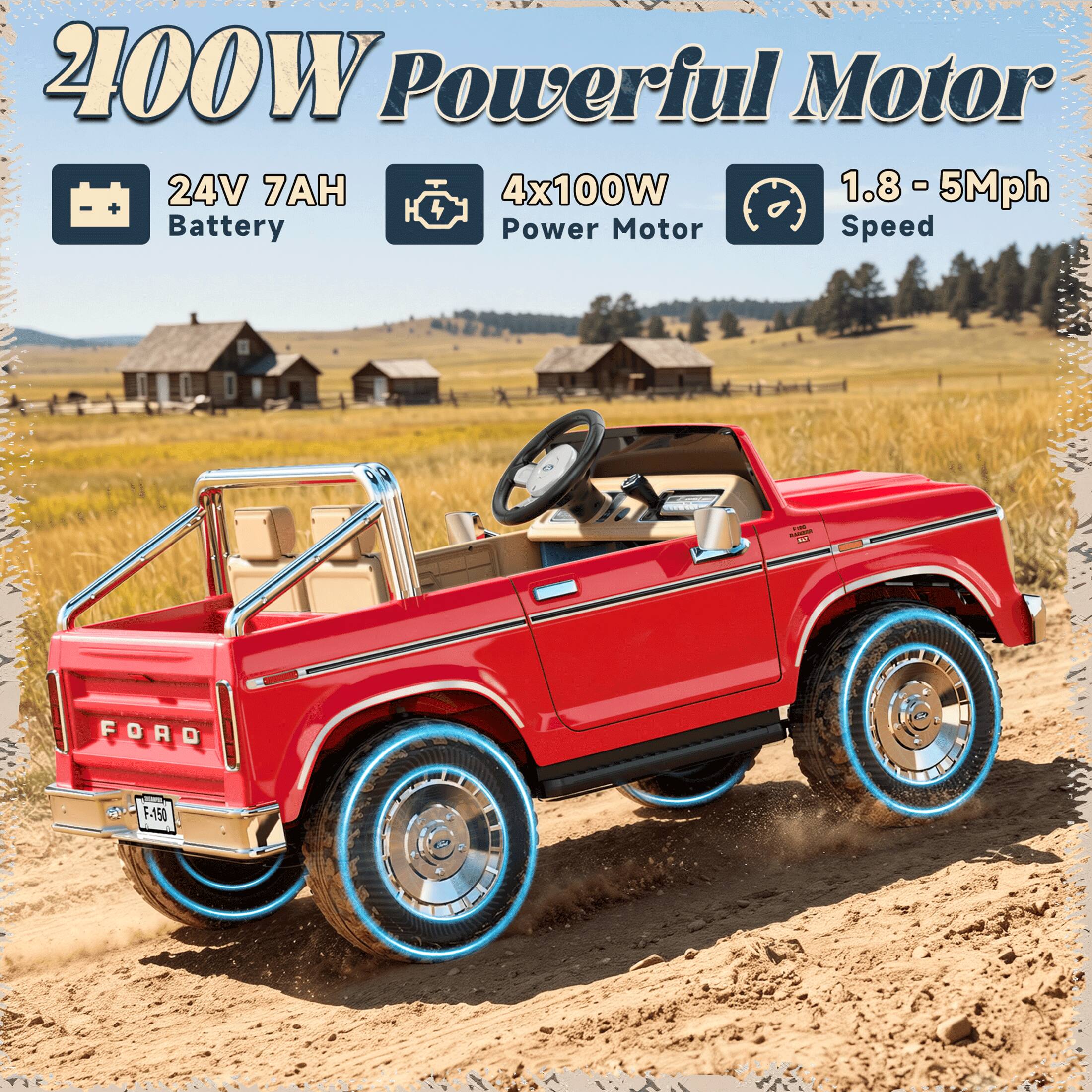 ANPABO Licensed 1973 Ford F 150 24V 2 Seater Ride On Car for Kids ...