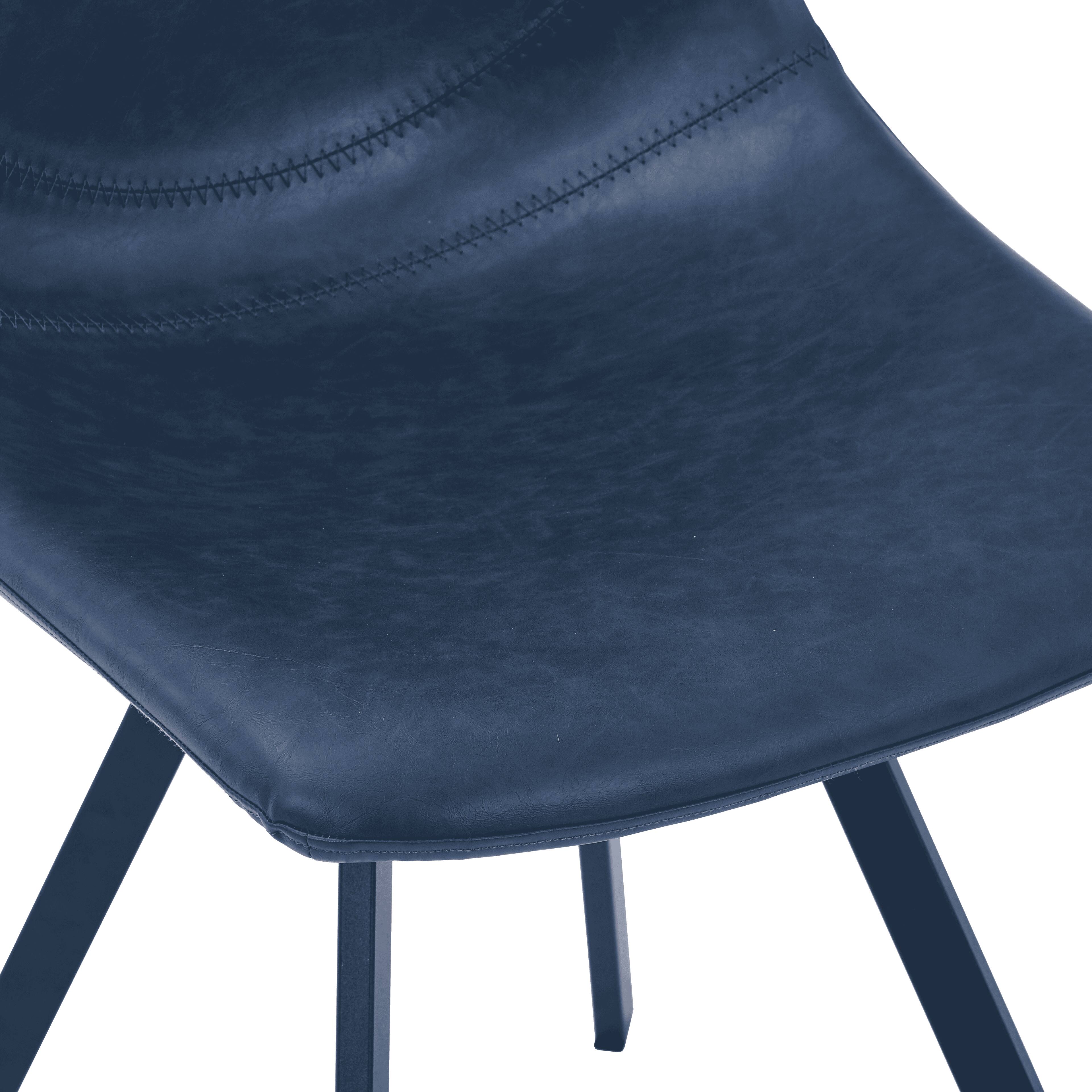 Alt View 7. LeisureMod - Markley Modern Upholstered Distressed Leather Dining Chair, Iron Legs, Ergonomic for Kitchen & Home Office - Peacock Blue.