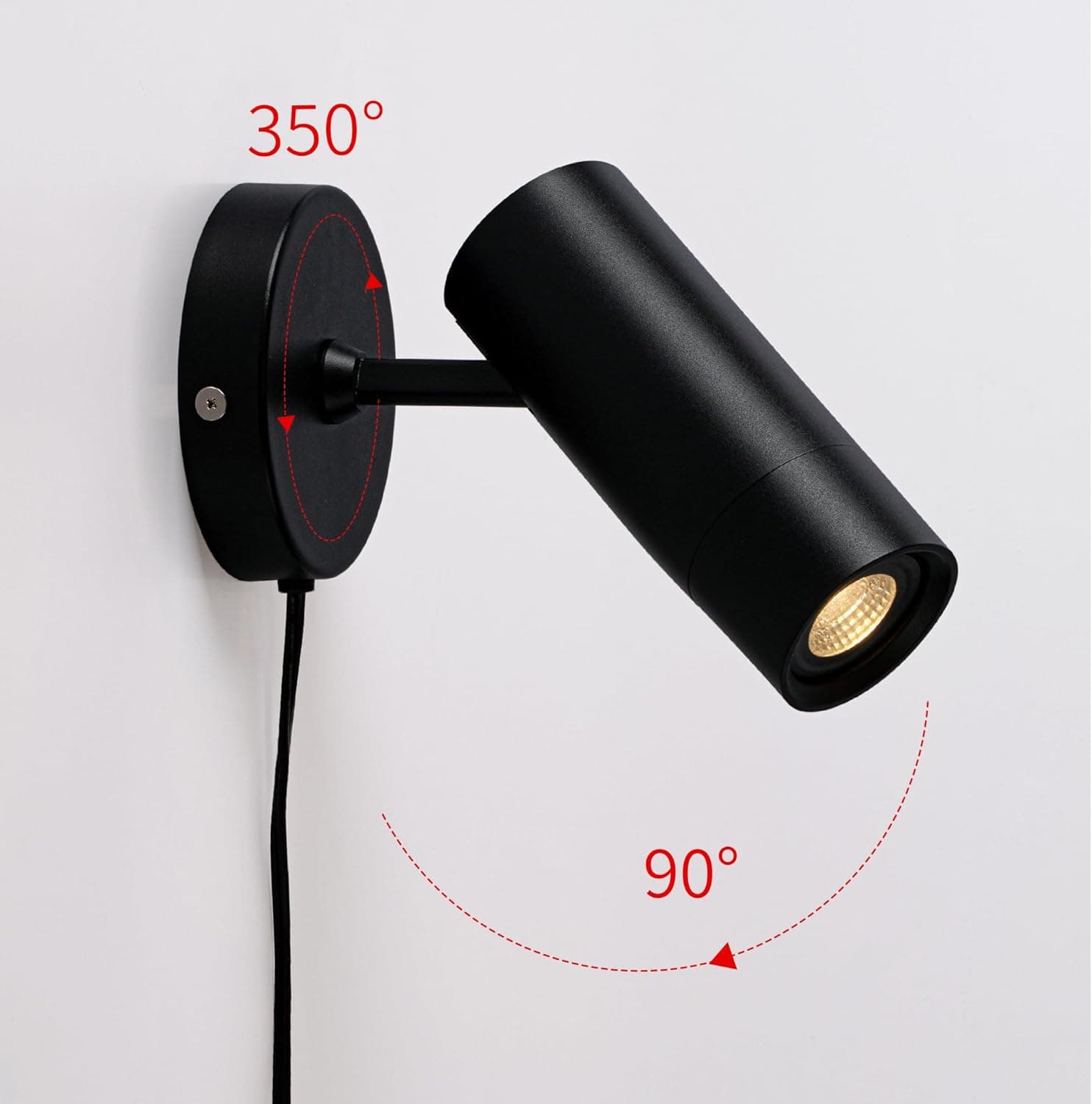 Alt View 1. FINEAK - 7W Plug-in Adjustable GU10 Spotlight with On/Off Switch (Black).