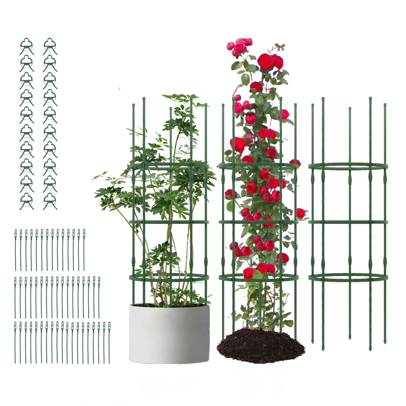 Gymax - 3-Pack Garden Tomato Trellis 60'' Plant Support Cage w/ Adjustable Size for Plants - Green price history on PriceWatchPro