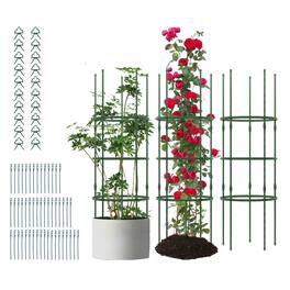 Gymax - 3-Pack Garden Tomato Trellis 60'' Plant Support Cage w/ Adjustable Size for Plants - Green
