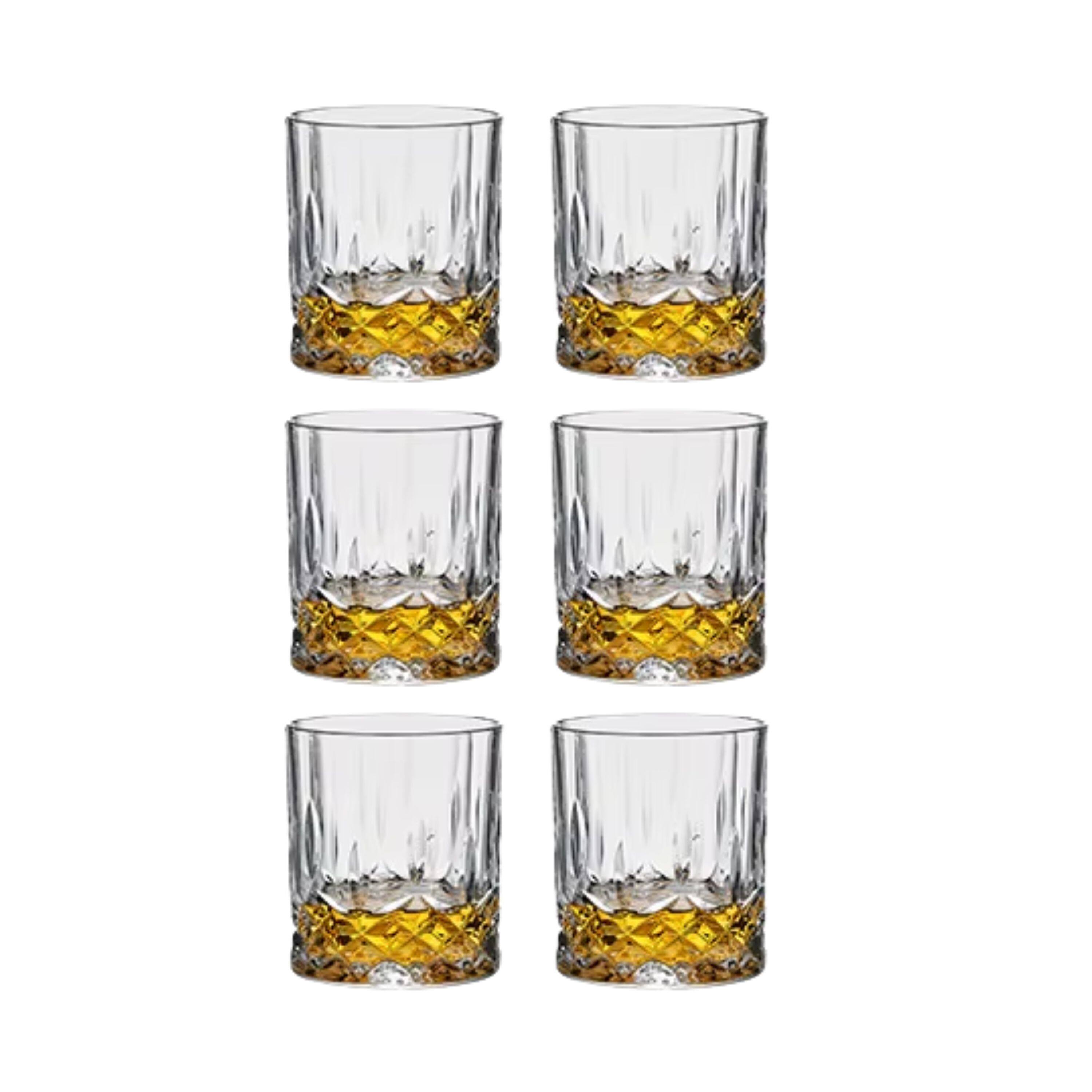 Left. Kitcheniva - Vintage Style Glass Whiskey Glasses - 7.4 oz (Set of 6) - Clear.