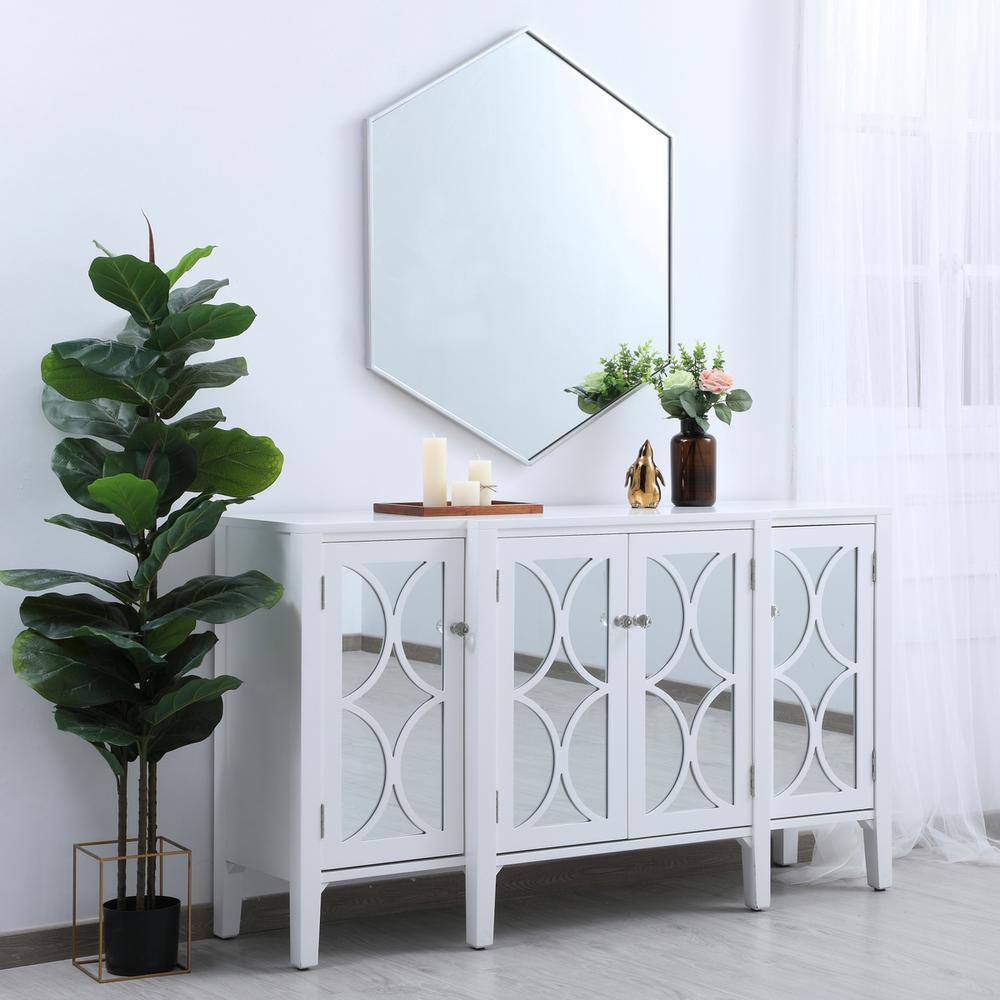 Alt View 9. Elegant Decor - Metal frame hexagon mirror 38 inch in silver - Silver.