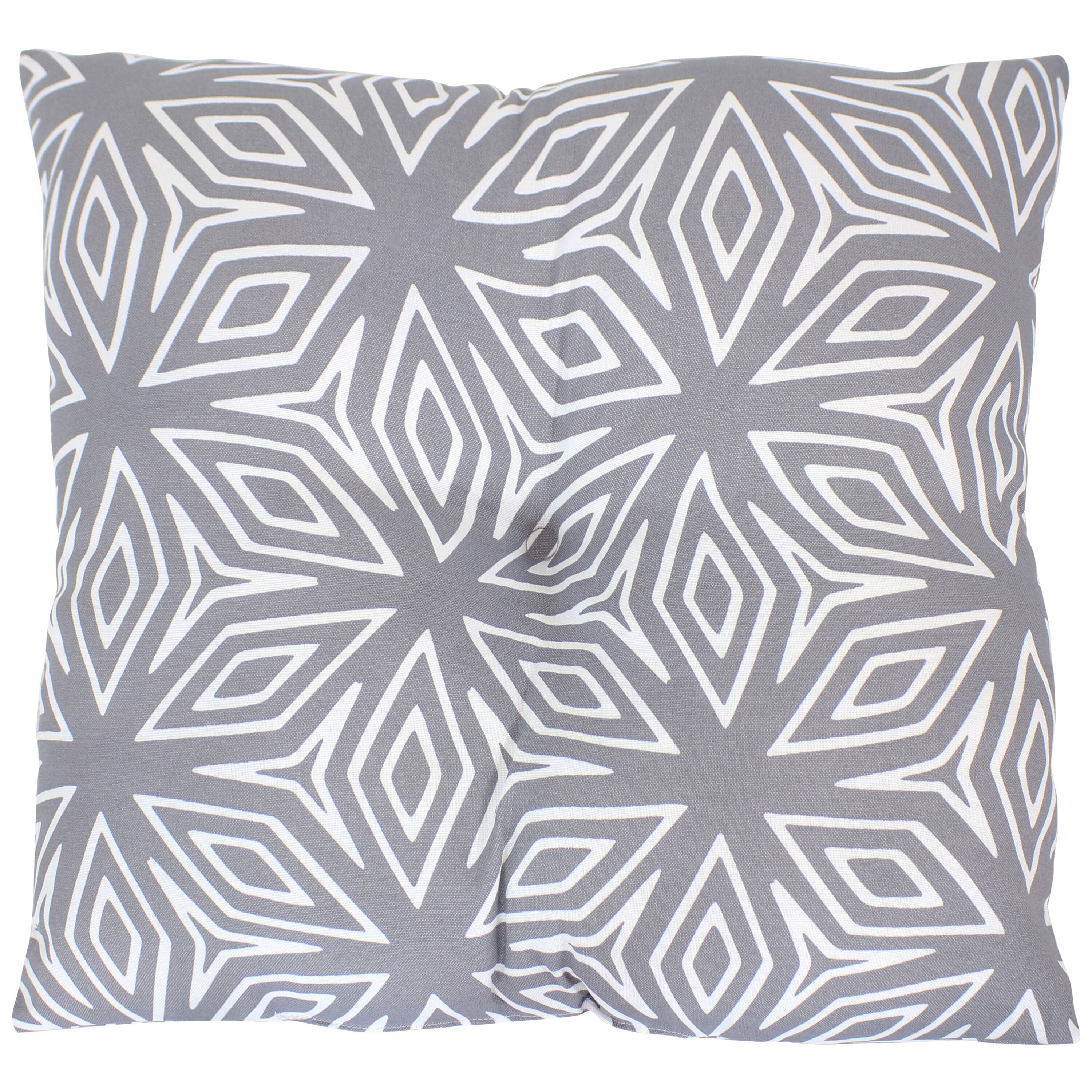 Alt View 7. Sunnydaze - Outdoor Square Tufted Back Cushion - 19 in - Gray Geometric.