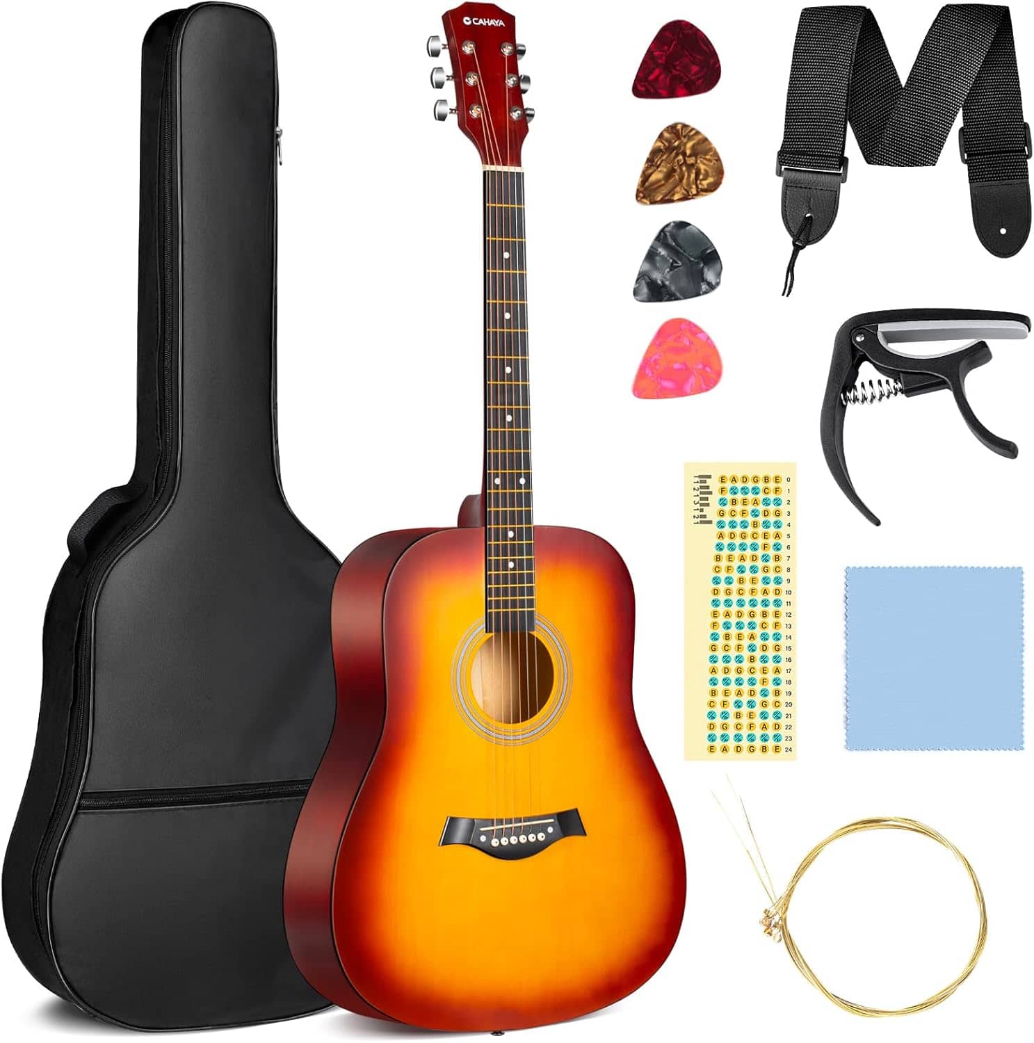 CAHAYA - Acoustic Guitar For Beginner 41-inch - Full Size Wood Guitar Kit for Kids and Adults with Guitar bag  CY0355