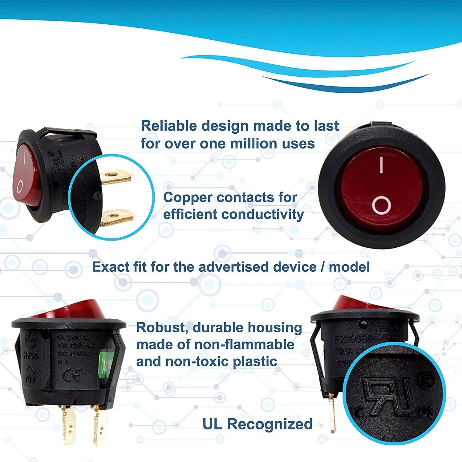 Reliable design made to last for over one million uses  
Copper contacts for efficient conductivity  
Exact fit for the advertised device / model  
Robust, durable housing made of non-flammable and non-toxic plastic  
UL Recognized