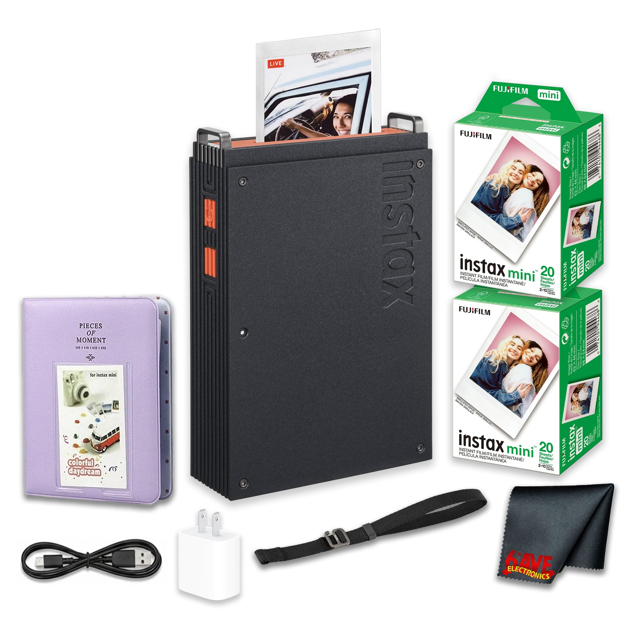 Fujifilm - instax mini Link+ Smartphone Printer + Photo Album + Instant Film 40 Photos