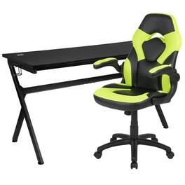 Emma + Oliver - Gaming Desk Bundle - Cup & Headphone Holders/Mouse Pad Top - Green