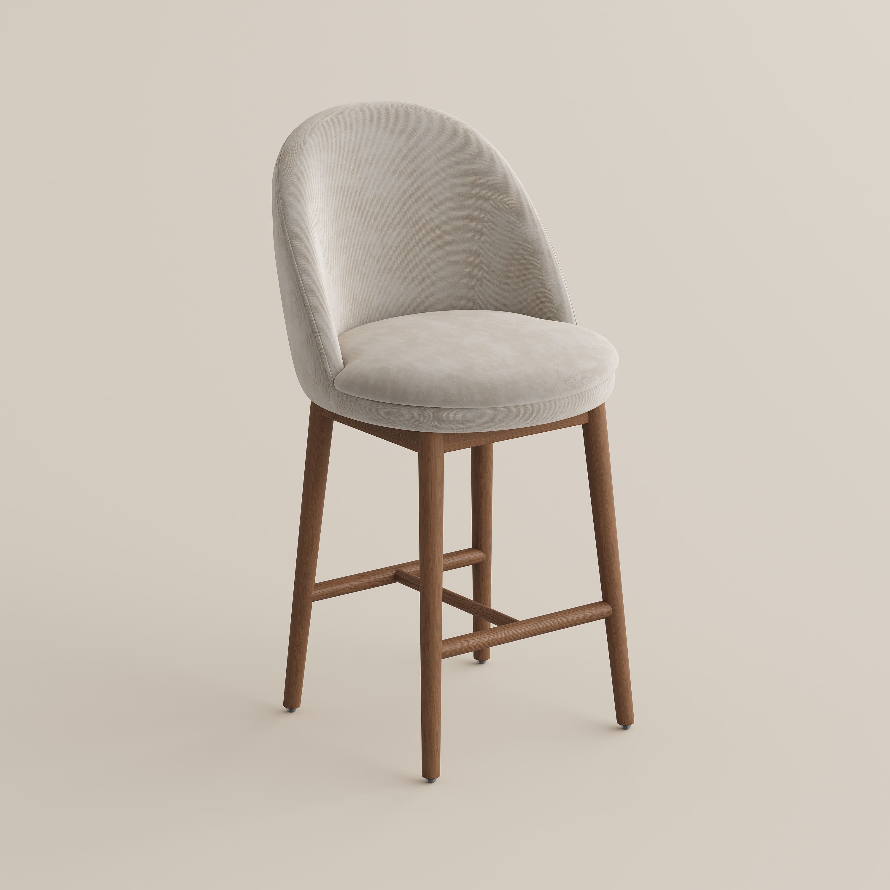 Alt View 5. POVISON - 26" Mid-Century Modern Wood Counter Height Bar Stool, Beige & Walnut Cotton Linen Bar Stool, Fully Assembled - Beige & Light Walnut Cotton Linen.