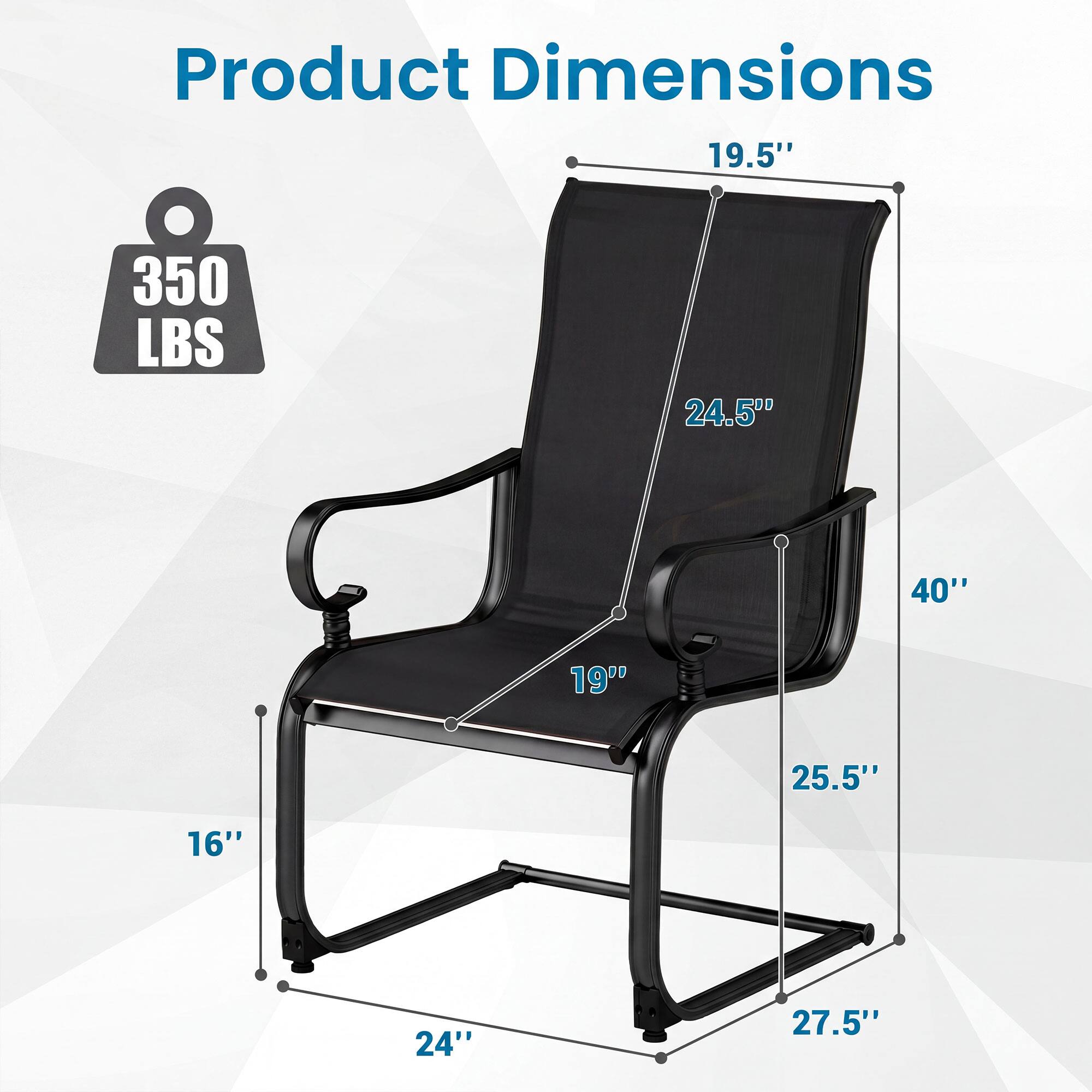 Product Dimensions: 19.5" x 24.5" x 40" x 19" x 25.5" x 16" x 24" x 27.5"  
Weight Capacity: 350 LBS