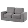 Front. Costway - Costway Floor Couch, Loveseat Foam Sofa with Removable Corduroy Cover, Back & Seat Cushions - Gray.
