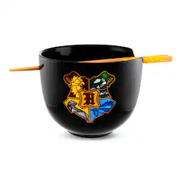 Silver Buffalo - Harry Potter Hogwarts Crest 20-Ounce Ramen Bowl and Chopstick Set - Black