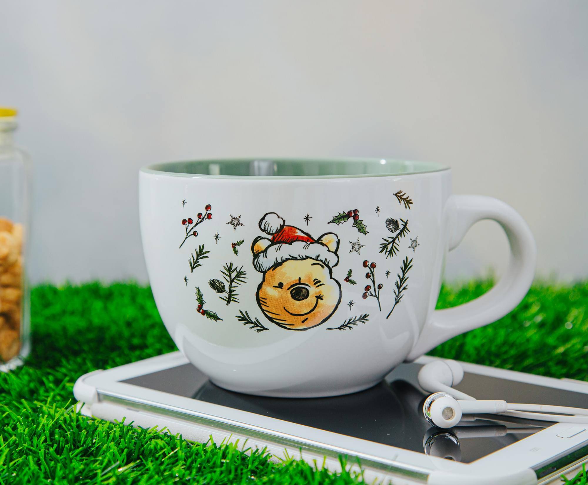 Alt View 4. Disney - Disney Winnie the Pooh Holly Holidays Ceramic Soup Mug | Holds 24 Ounces - White.