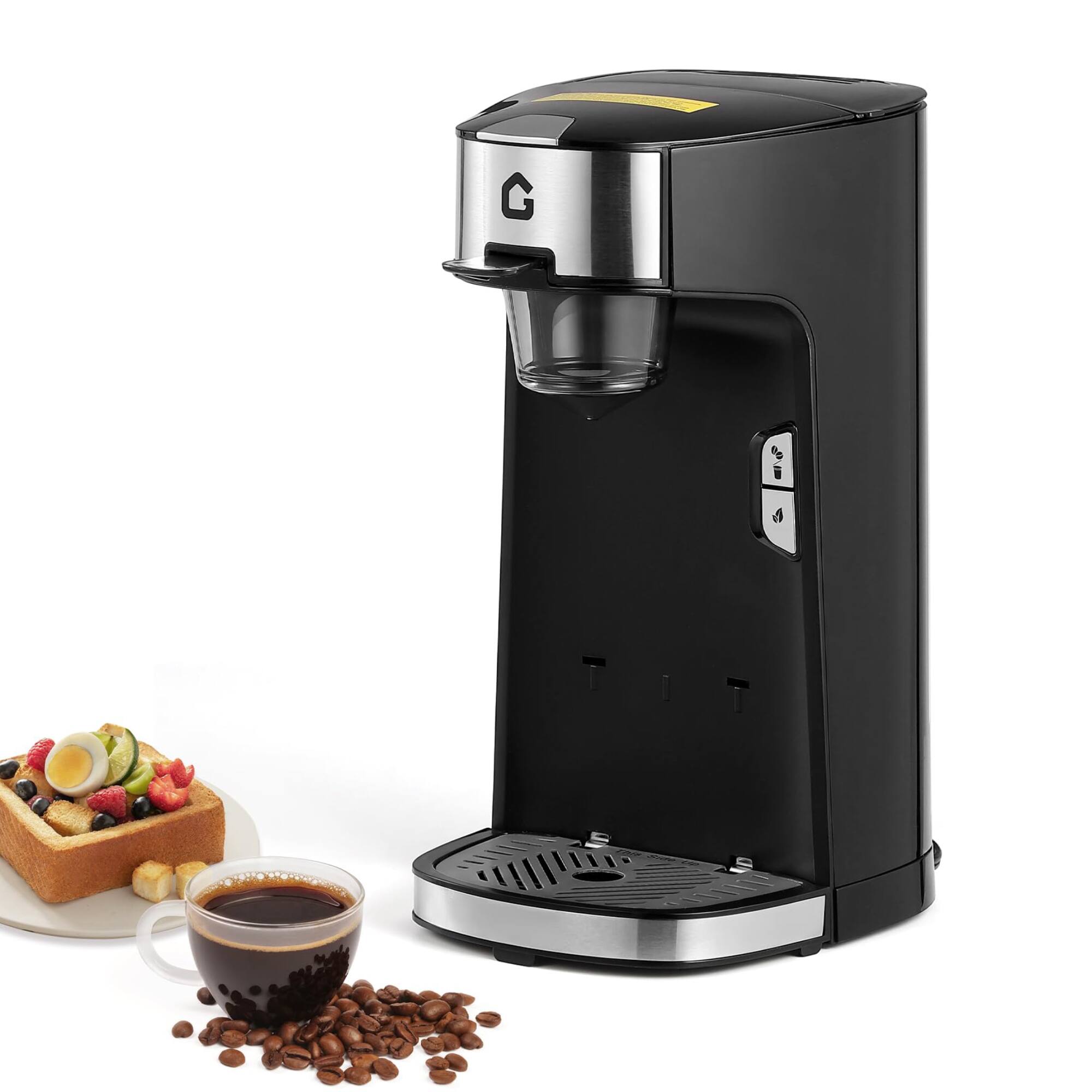 Front. Acekool - Single Serve Coffee Maker, with 18.6 Oz Water Tank, 2 Brewing Operation - Black.