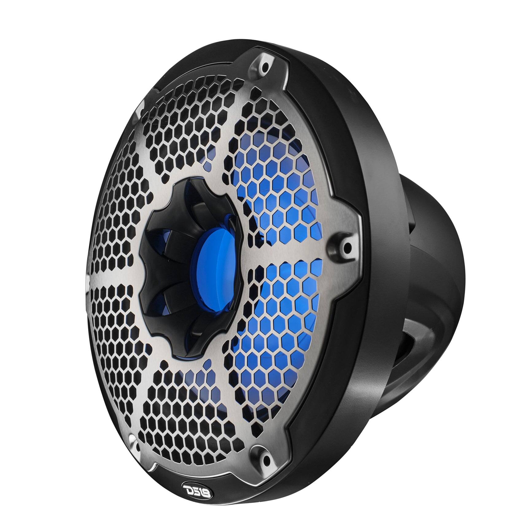 Left. DS18 Audio - NXL 10" Subwoofer with RGB LED Lights, 300W RMS Single 4-Ohm - Black.