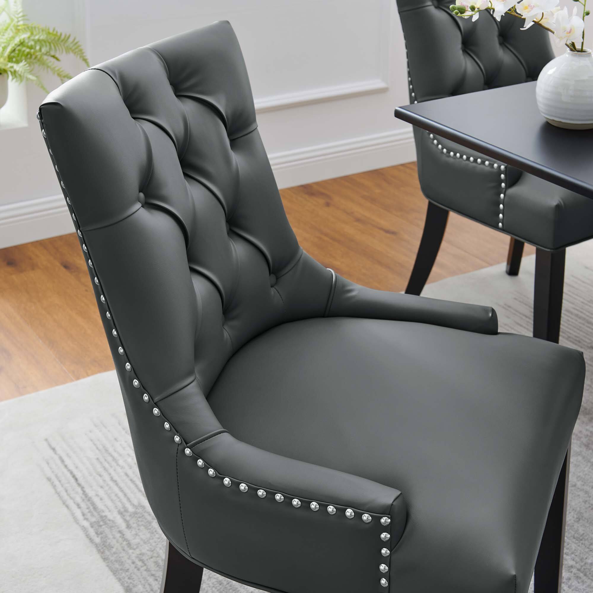 Alt View 4. Modway - Regent Tufted Vegan Leather Dining Chair by Modway - Gray.