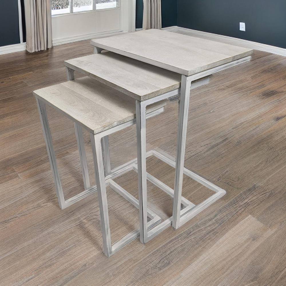 Alt View 2. Carolina Chair & Table - Addison Nesting Table Set - Whitewash - Whitewash.