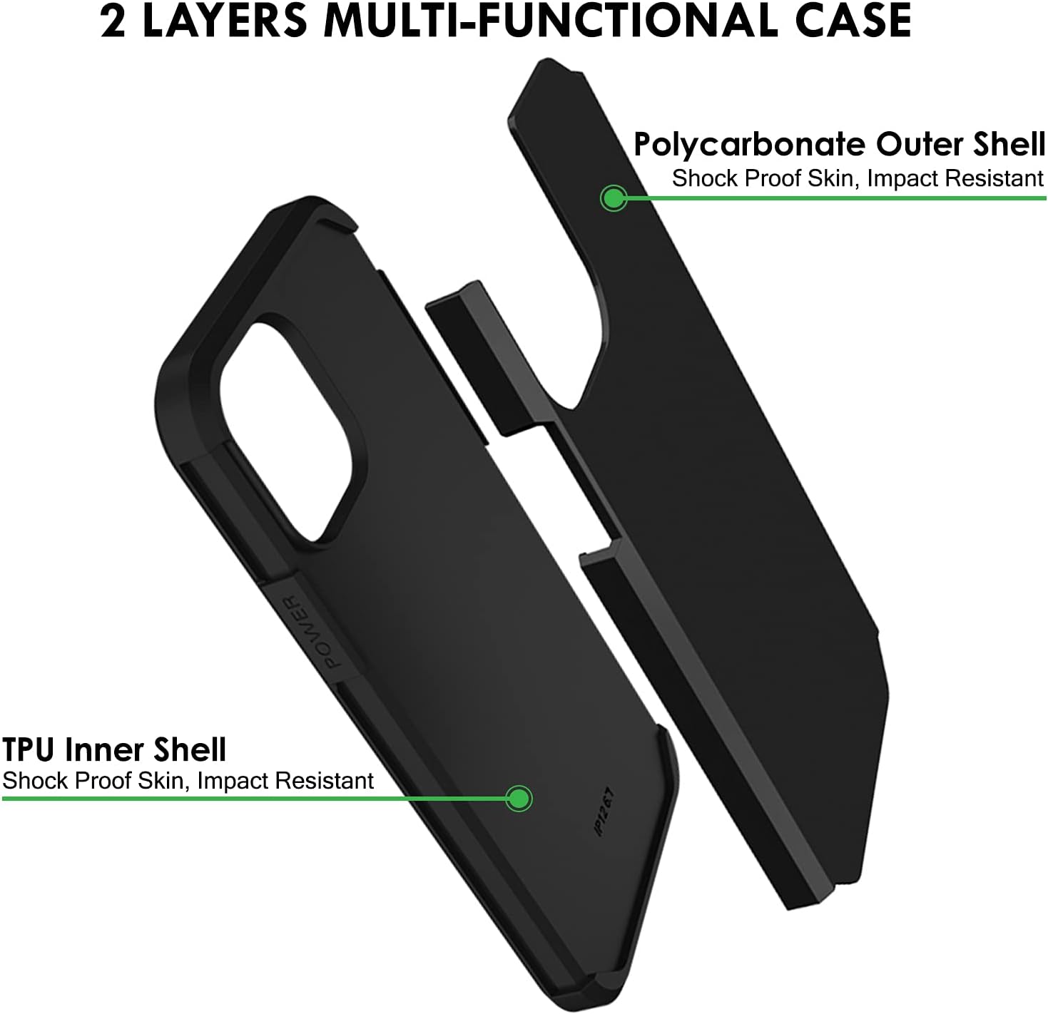 2 LAYERS MULTI-FUNCTIONAL CASE

Polycarbonate Outer Shell
Shock Proof Skin, Impact Resistant

TPU Inner Shell
Shock Proof Skin, Impact Resistant

IP1267