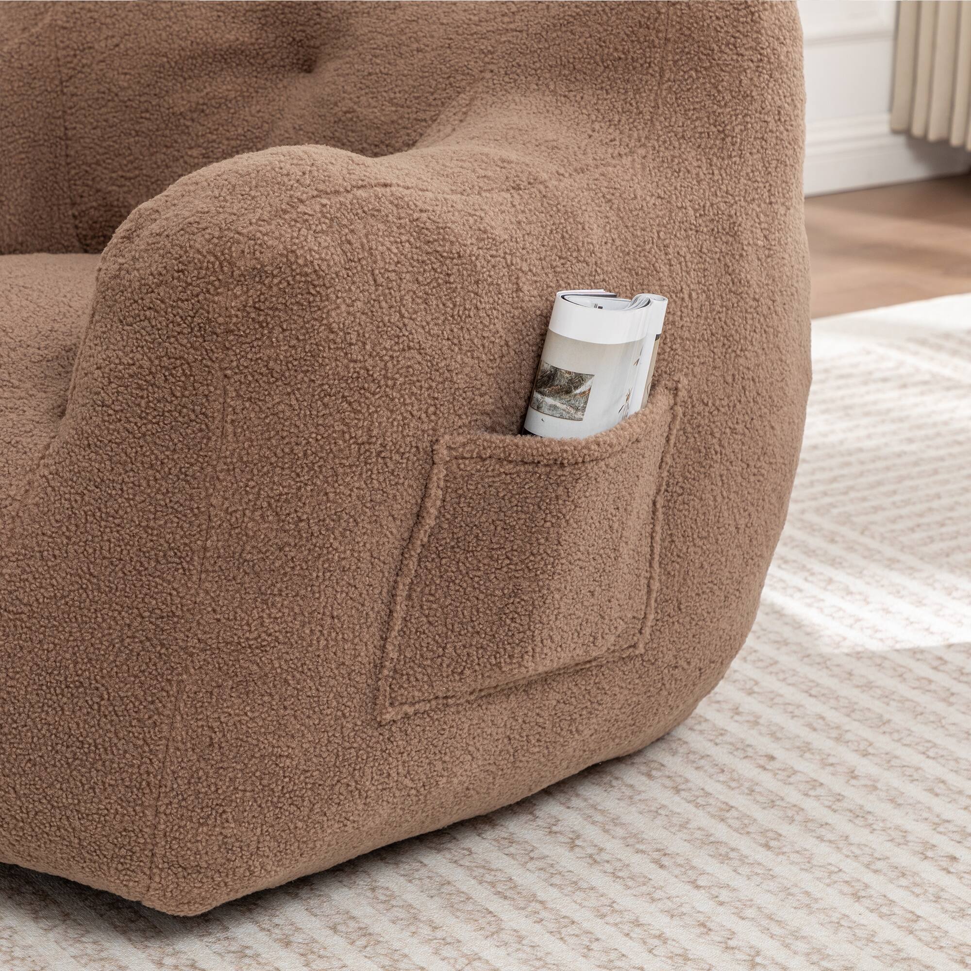 Alt View 8. GOODSILO - Bean Bag Sofa Chair with Armrests - Stuffed High-Density Foam, Lazy Comfy Chair for Adults, Living Room, Bedroom Reading - Coffee.