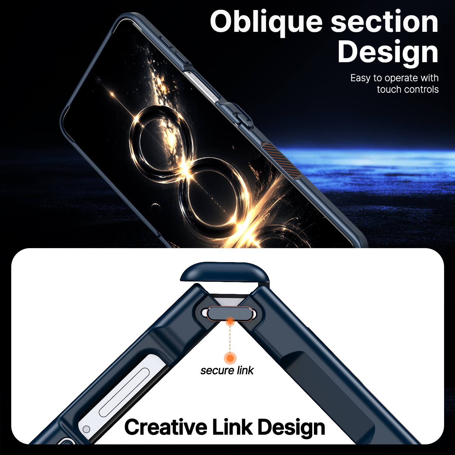 Oblique section Design  
Easy to operate with touch controls  

secure link  

Creative Link Design
