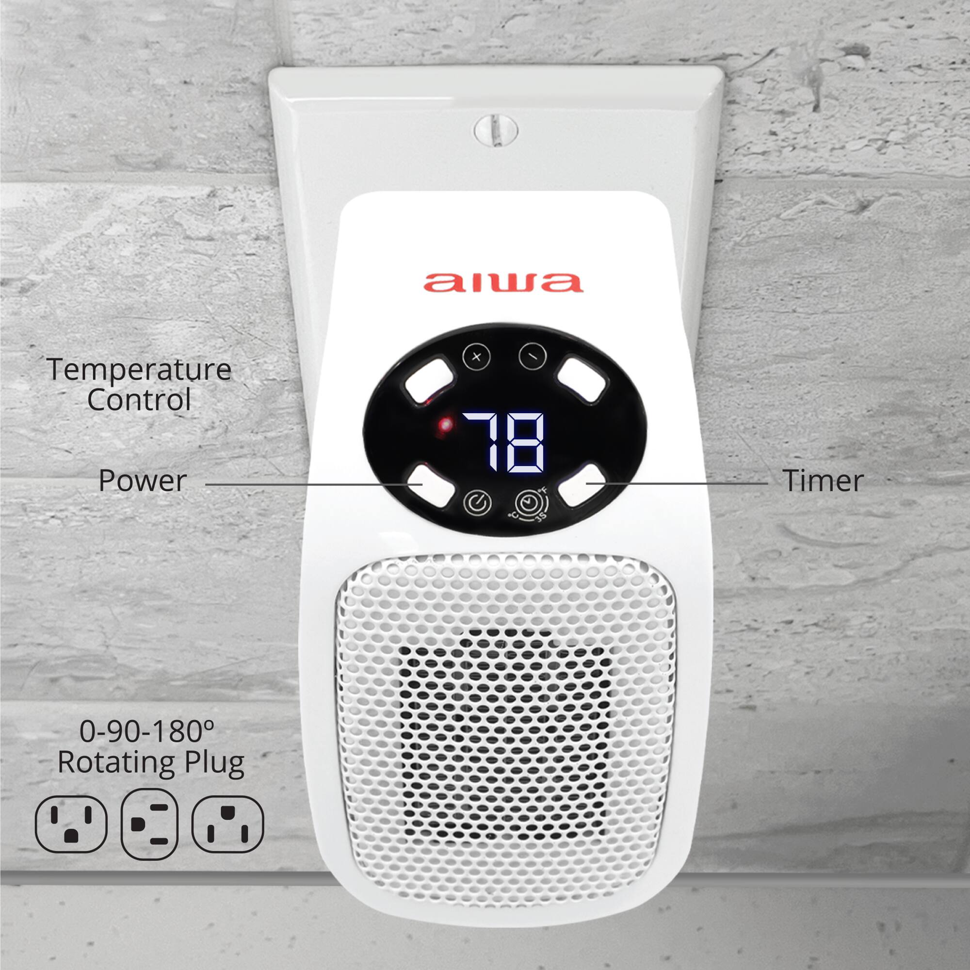 aiwa Temperature Control Power x 78 Timer 0-90-180 Rotating Plug