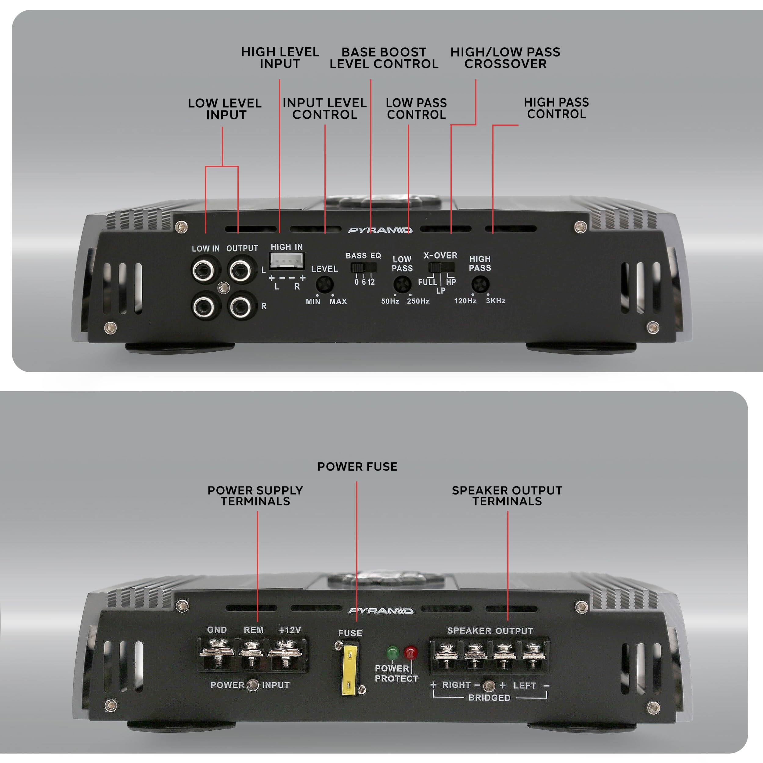 Pyramid PB715X 1000W 2 Channel Bridgeable Car Amplifier, MOSFET