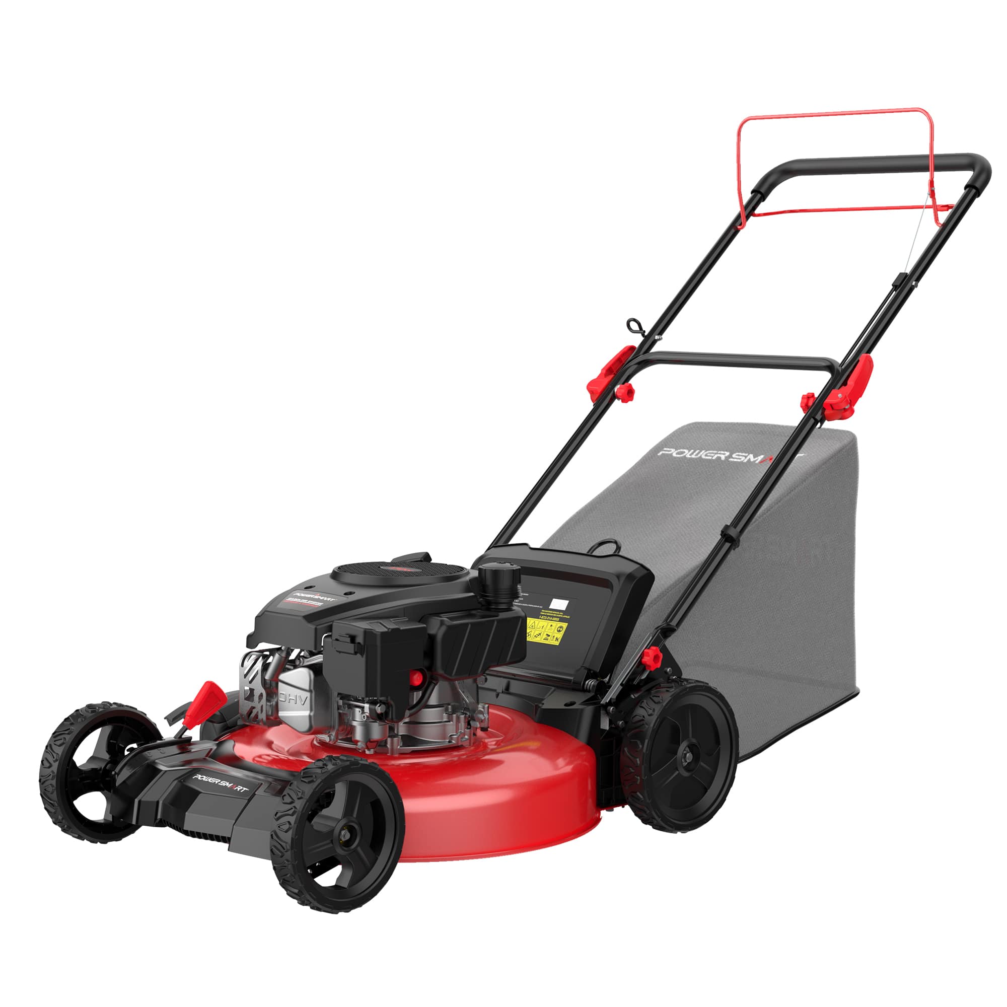 POWERSMART - 21-Inch Self Propelled Gas Lawn Mower,170cc 4-Stroke OHV Engine,3-in-1 Mulch/Bag/Side Discharge,6 Height Adjustment - Black