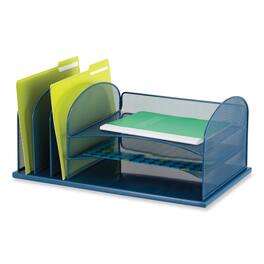 Safco - Onyx Desk Organizer with Three Horizontal and Three Upright Sections, Letter Size Files, 19.25 x11.5 x 8.25, Blue