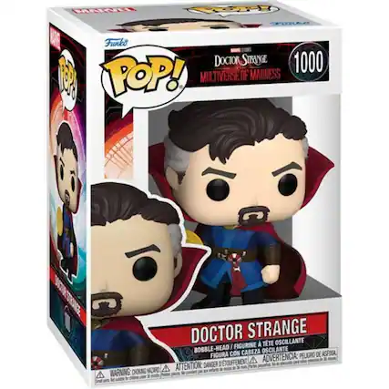 PTto F W Funko - 2e DOCTOR STRANGE 1000 M POP! MULTIVERSE OF MADNESS STOME DOCTOR STRANGE A TTE OSCILLANTE BOBBLE-HEAD I FIGURINE CON CABEZA OSCILANTE ASFIGA FIGURA ADVERTENCIA PELIGRO DE D'ETOUFFEMENT A ATTENTION: DANGER CHOKING HAZARD A WARNING: CHOKING HAZARD
